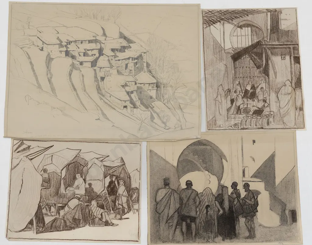 John Weeks (1888-1965) - Six Architectural Studies Image 1++