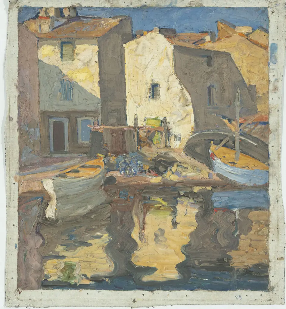 John Weeks (1888-1965) - European Coastal Village with Boats Image 1++