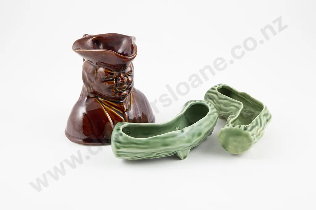 Crown Lynn Toby Jug & Two Trough Vases Image 1++