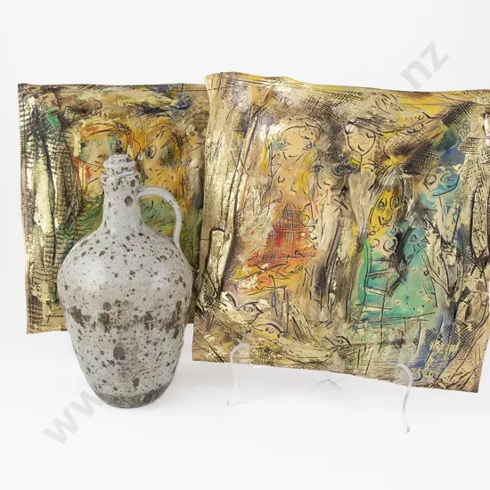 Pair Rojan Porcelain Wall Tiles & Flask
