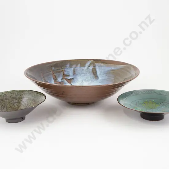 Two Barry Ball Dishes & Unidentified Shallow Bowl