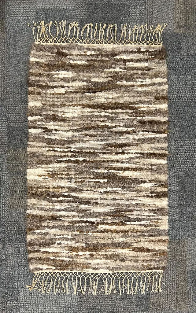 NZ Hand woven and Spun Cobbled Wool Rug Image 1++