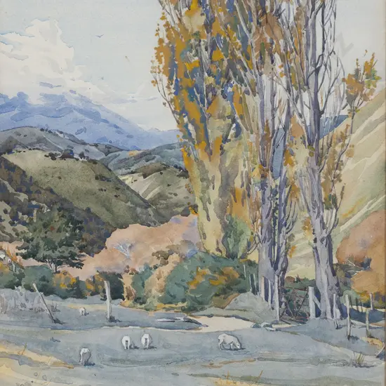Marjorie Naylor (1909 - 1985) - Autumn Poplars