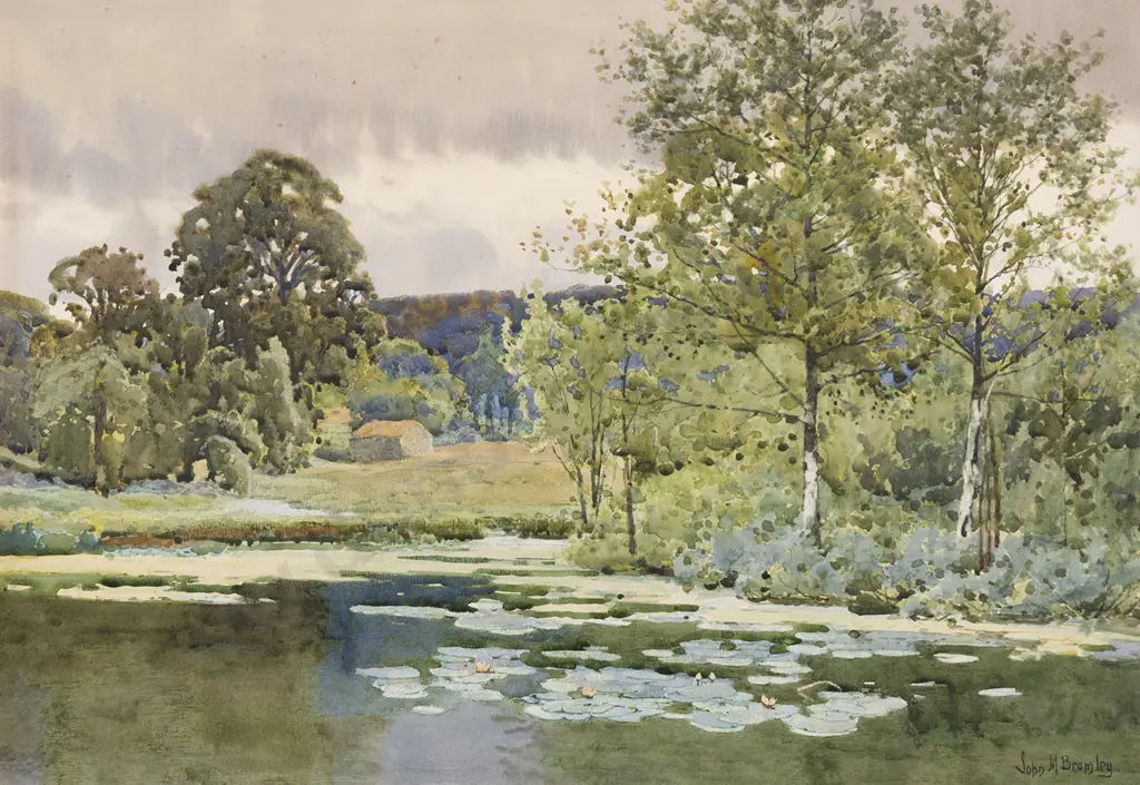 John M Bromley (1769-1842) - Landscape with Waterlilies Image 1++