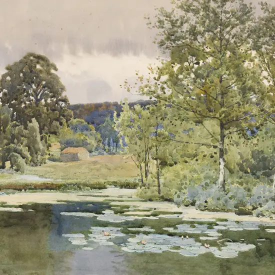 John M Bromley (1769-1842) - Landscape with Waterlilies