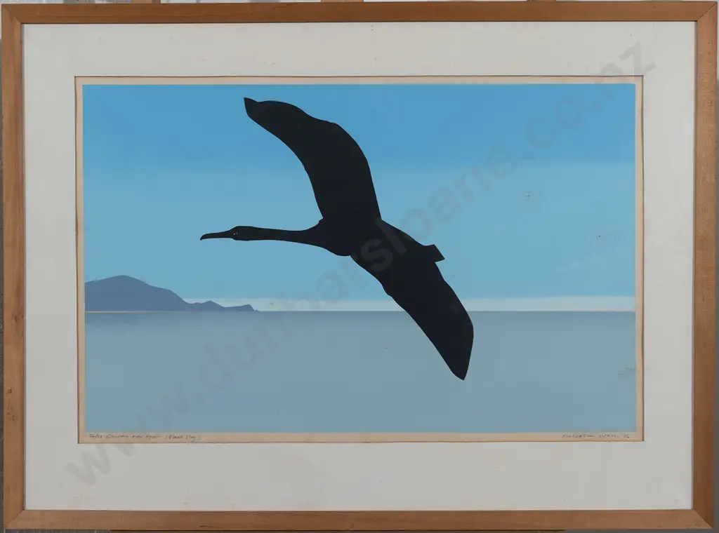 Malcolm Warr - 2 prints - Kawau over Kapiti (Black Shag) and Horizon No 8 Image 1++