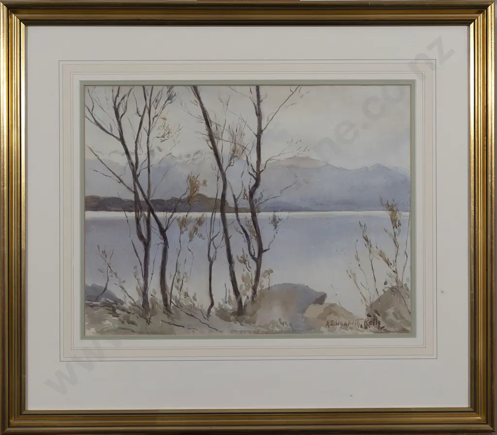 Annie Elizabeth Kelly (1877 - 1946) - Untitled Lake and Mountain Landscape Image 1++