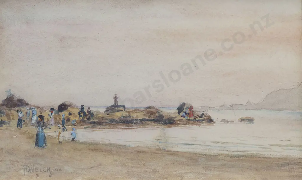Nugent Welsh (1881 - 1970) - Family Day at the Beach Image 1++