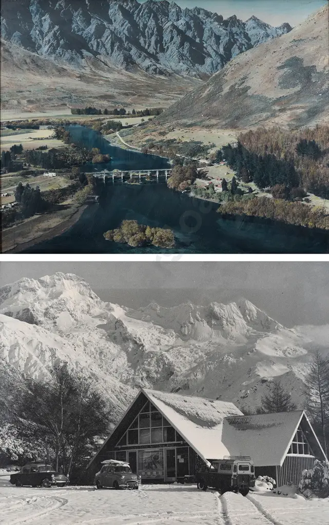 NZ Hand Coloured Photograph - The Remarkables and other (2) Image 1++