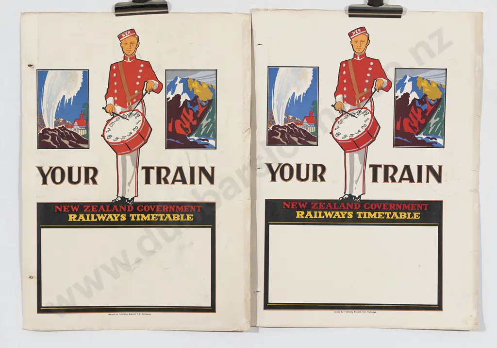 Two NZ Government Railways Timetable Display Panels Image 1++