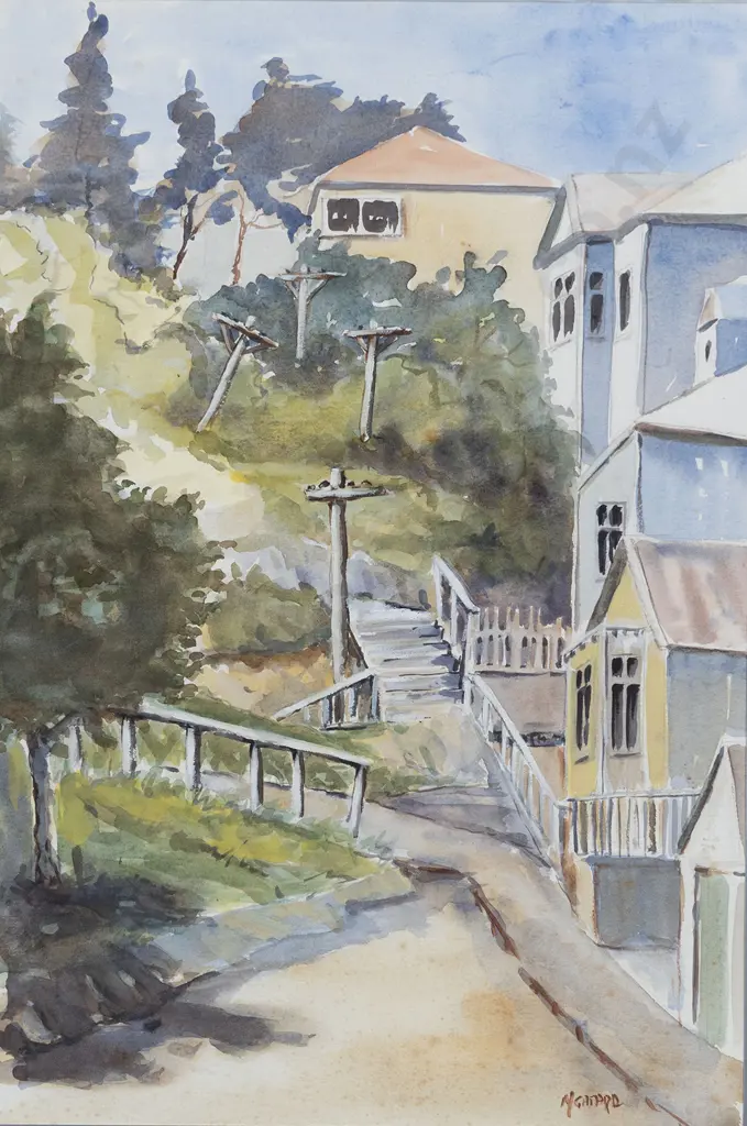 Unknown Artist - Untitled Watercolour Streetscape Image 1++