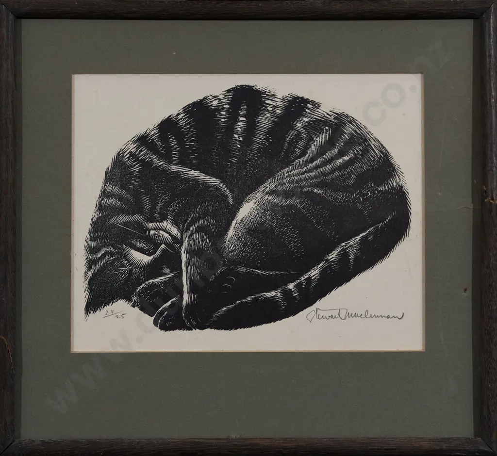 Stewart McLennan (1903-1973) - Kitten Asleep Image 1++