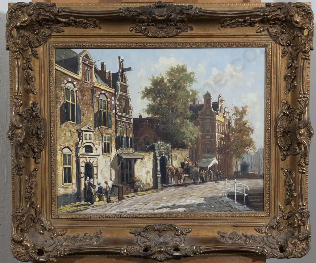 H. ten Hoven (1901 - 1978) - Street Scene Amsterdam Image 1++