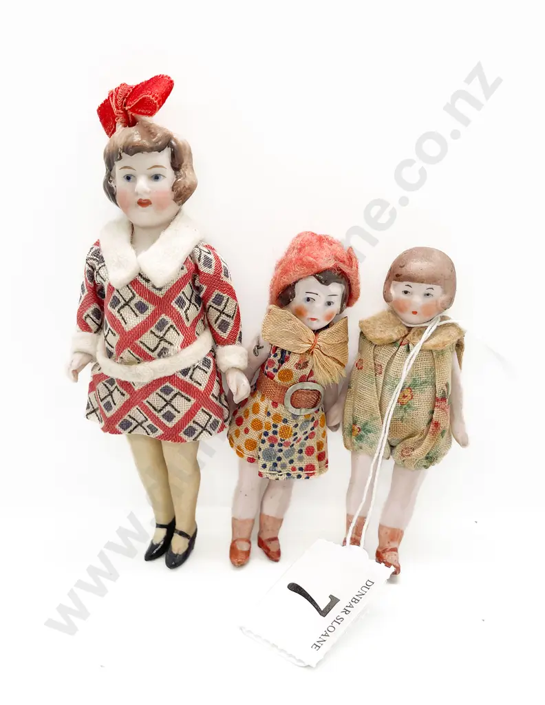 Three C1920's All Bisque Dolls House Dolls Image 1++
