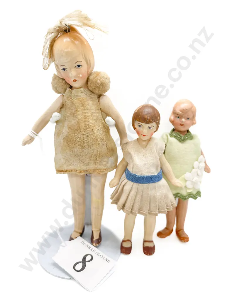 Three C1920's All Composition Dolls House Dolls Image 1++