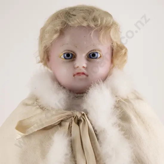 Antique English Wax Shoulder Plate Baby Doll