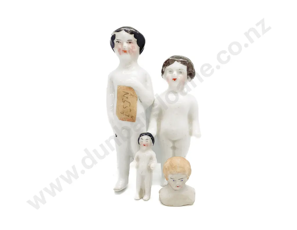 Three Victorian China Frozen Charlottes and China Head Image 1++
