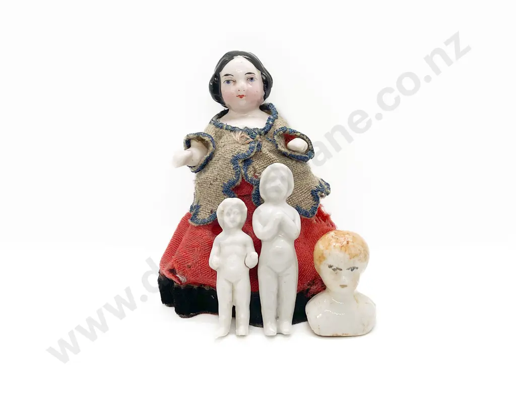 Three Victorian China Frozen Charlottes and China Head Image 1++
