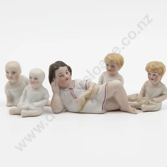 Five Tiny All Bisque Dolls