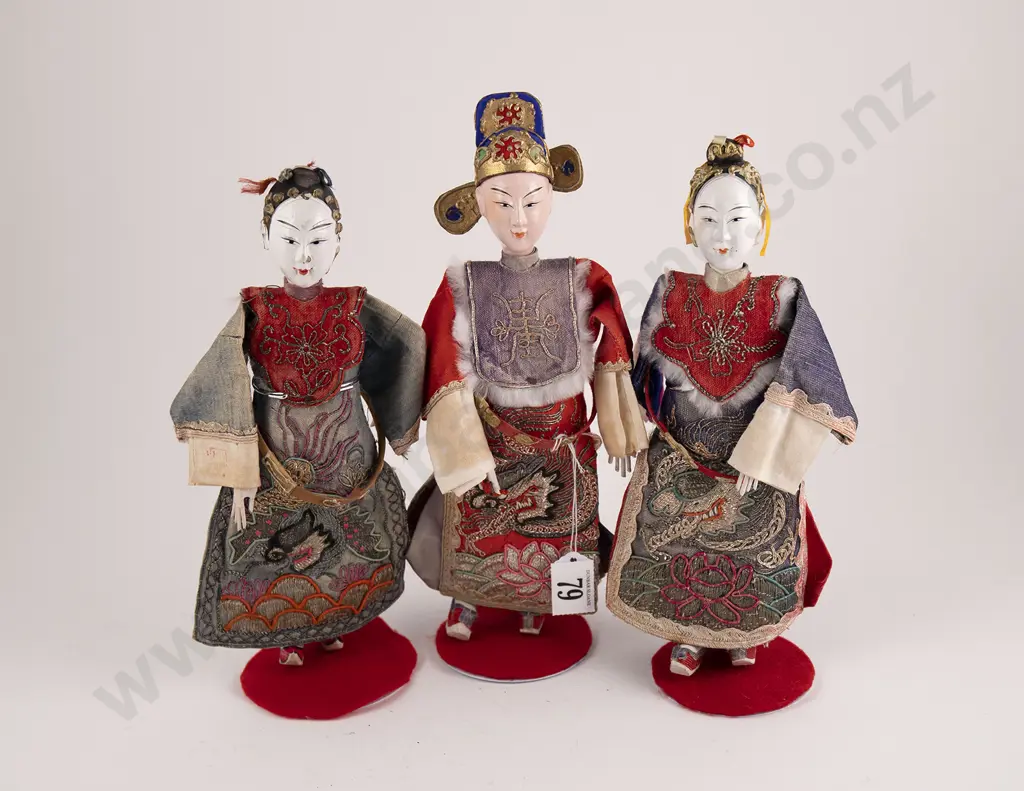 Three Antique Chinese Opera Dolls Image 1++
