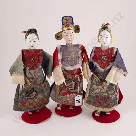 Three Antique Chinese Opera Dolls