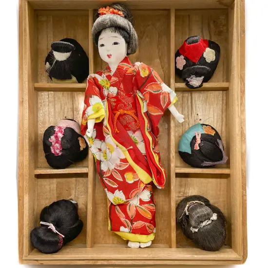 Boxed Lucky Dolls Japanese Doll with Six Wigs
