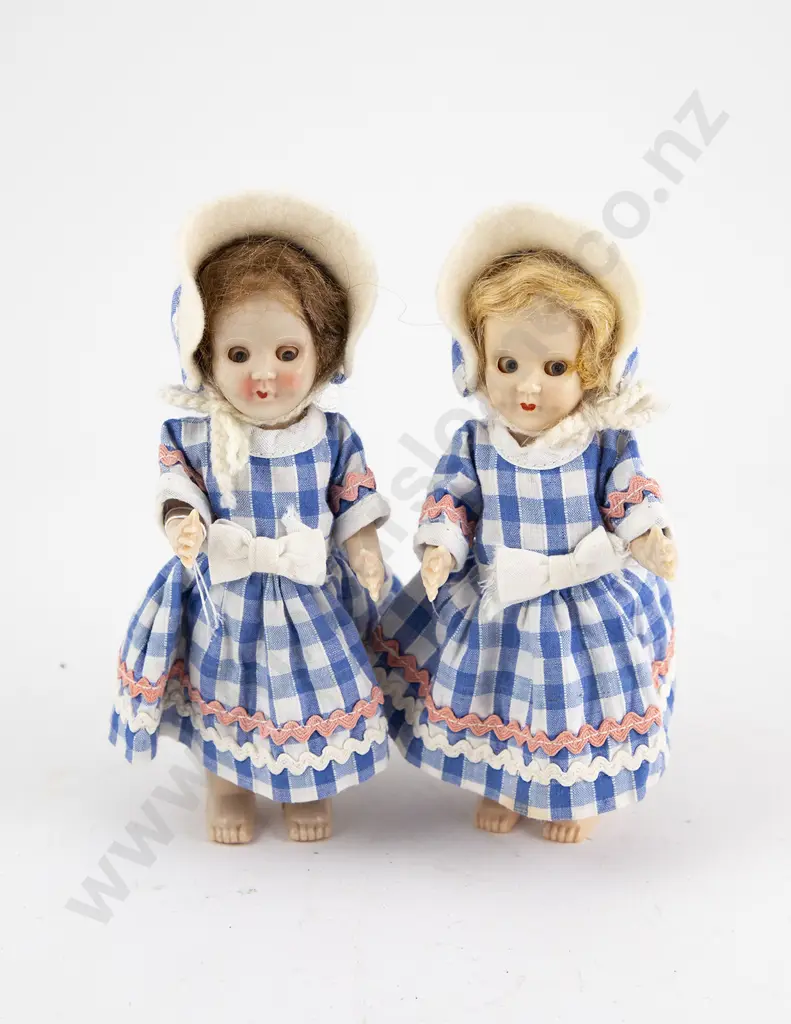 Pair Rosebud All Hard Plastic Dolls Image 1++