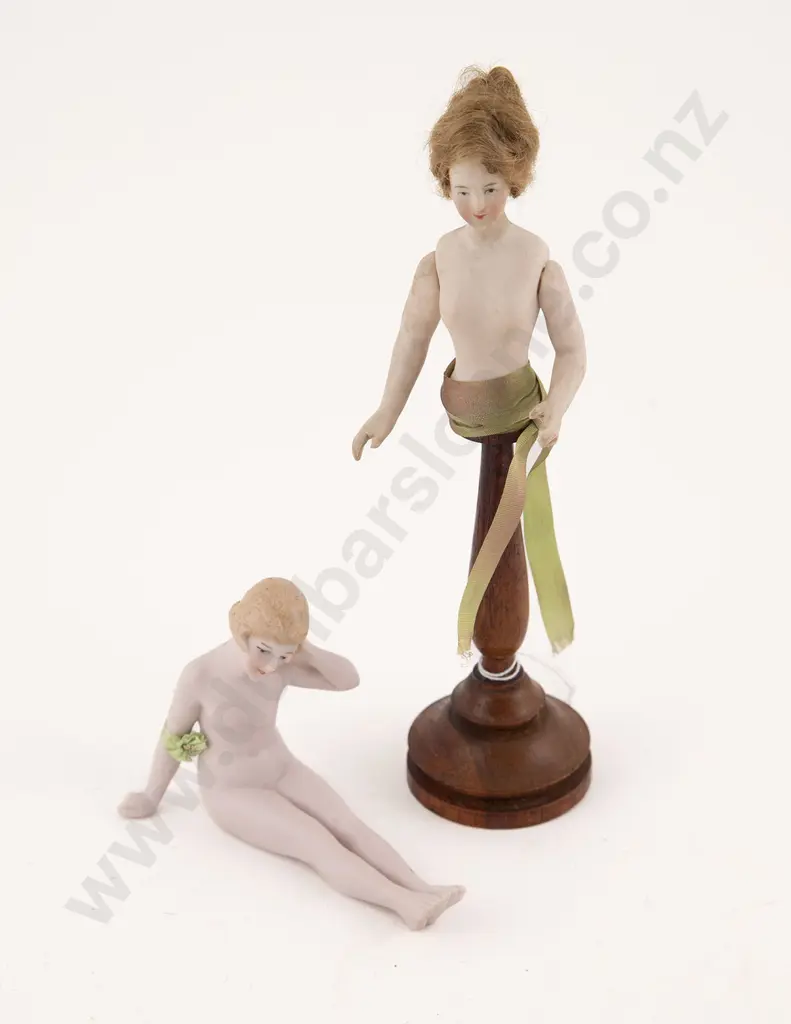 Two German Bisque Half Head Dolls Image 1++