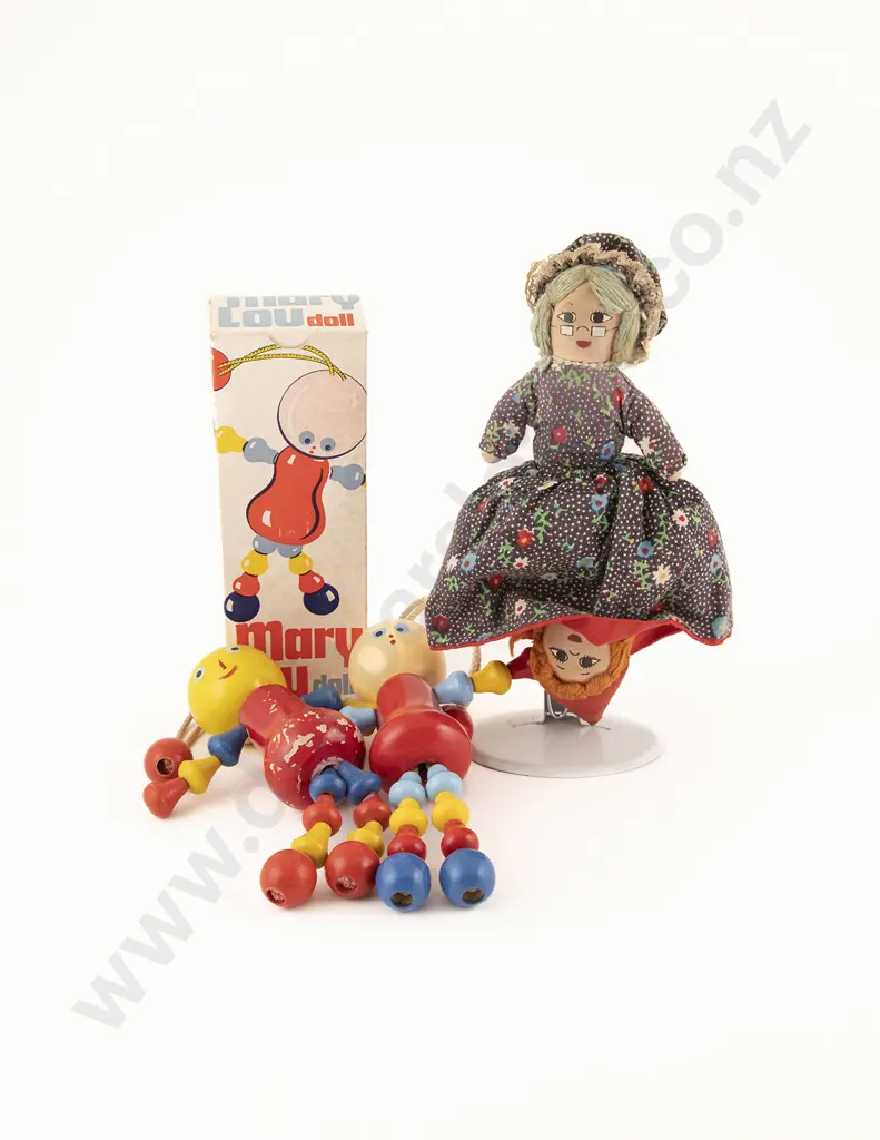 Two H E Ramsey & Co NZ Wooden Mary Lou Dolls Image 1++