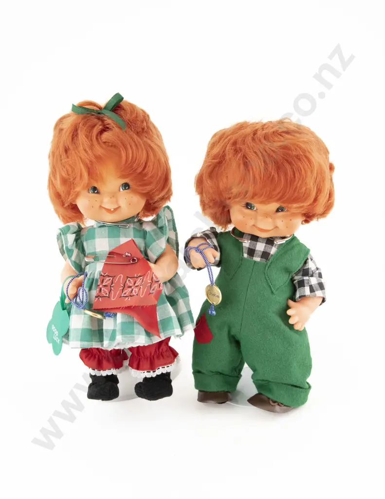Goebel C1957 All Vinyl and Original Good Luck Boy and Girl Dolls Image 1++