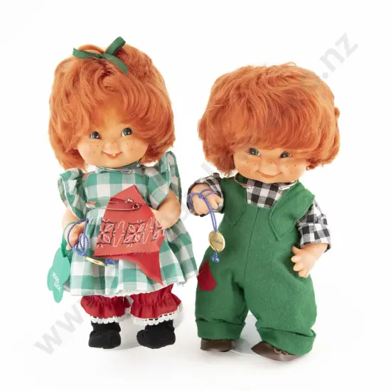 Goebel C1957 All Vinyl and Original Good Luck Boy and Girl Dolls