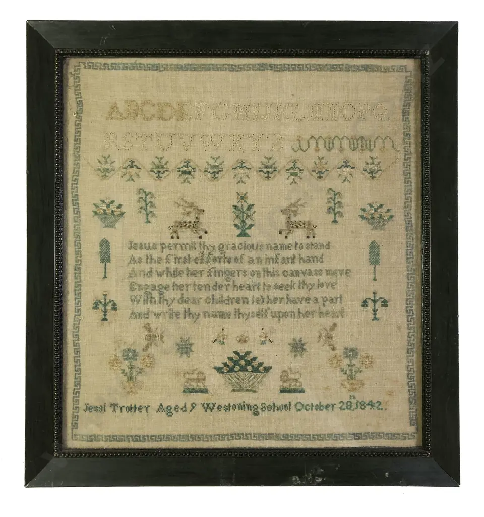 Victorian 1842 Framed Sampler Image 1++