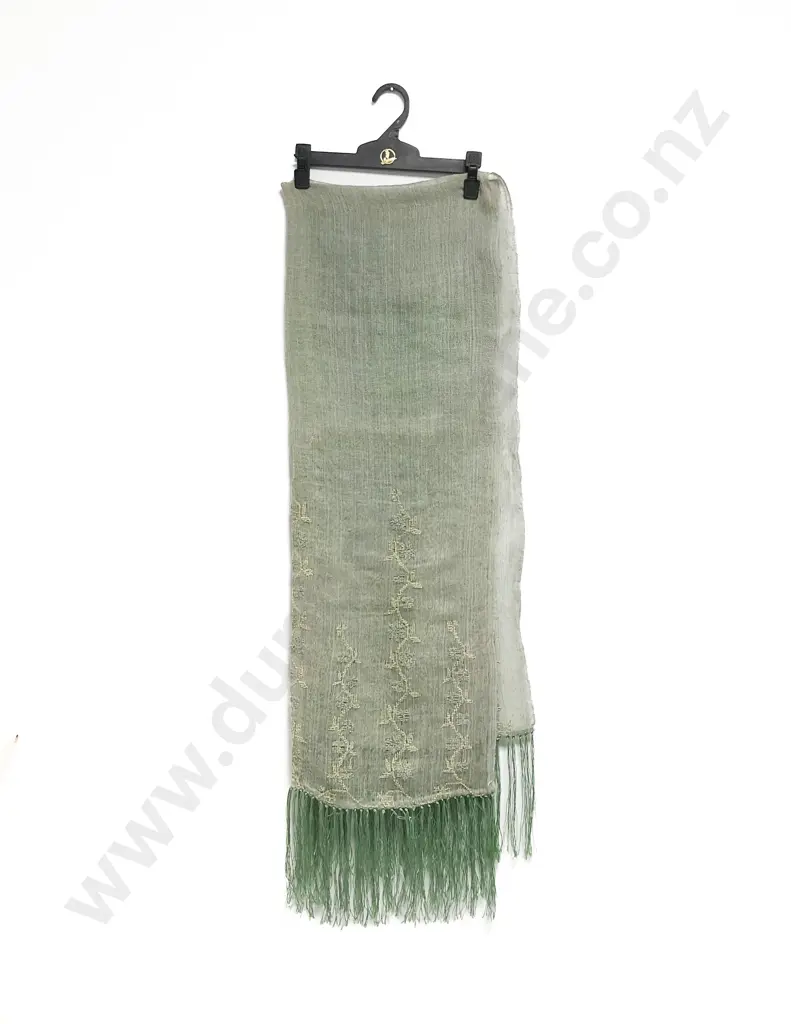 1920s Hand Embroidered Fine Hessian Shawl Image 1++