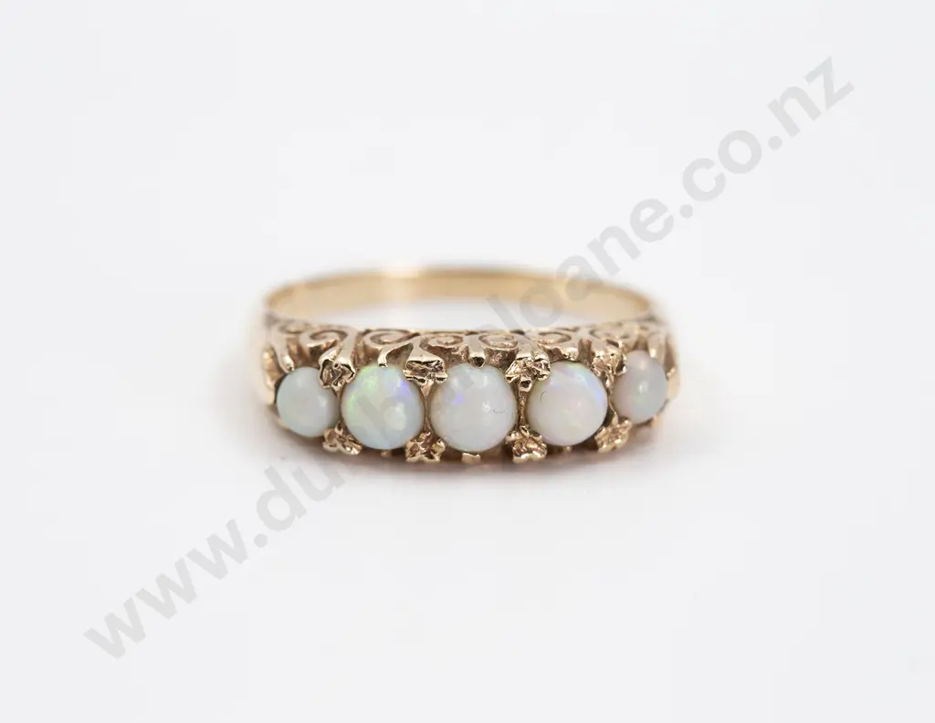 9ct Five Stone Opal Bridge Ring Image 1++