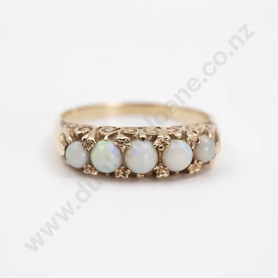 9ct Five Stone Opal Bridge Ring