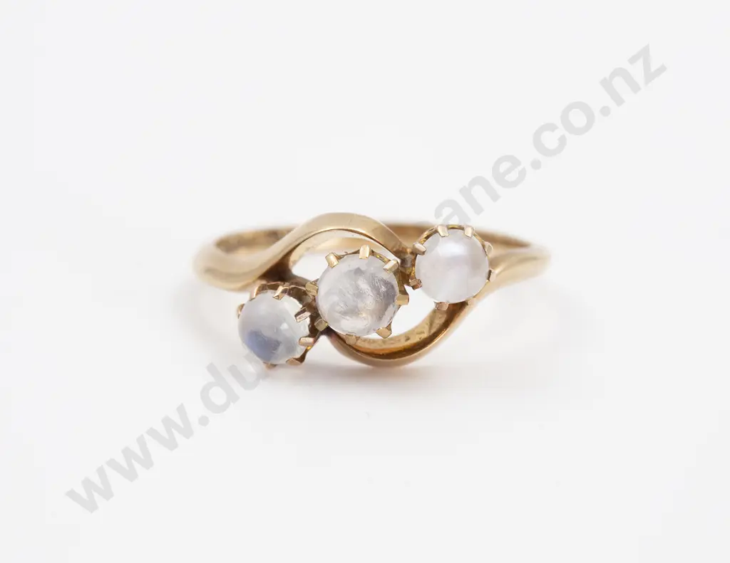 Edwardian 9ct Three Stone Moonstone Ring Image 1++