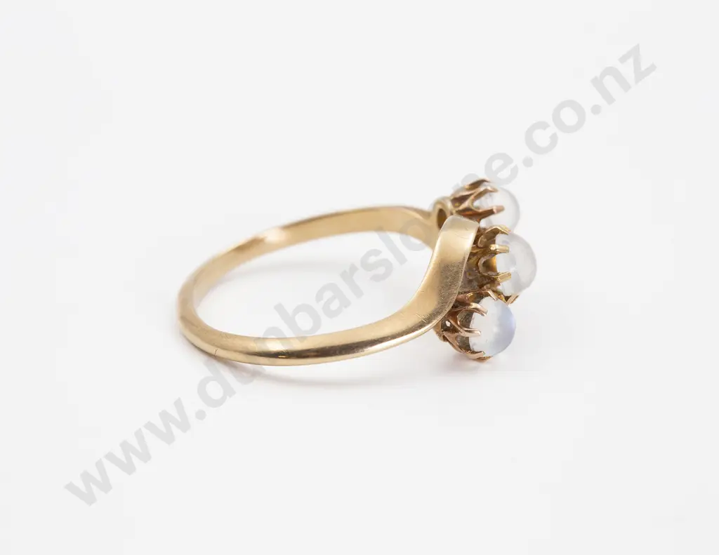 Edwardian 9ct Three Stone Moonstone Ring Image 1++
