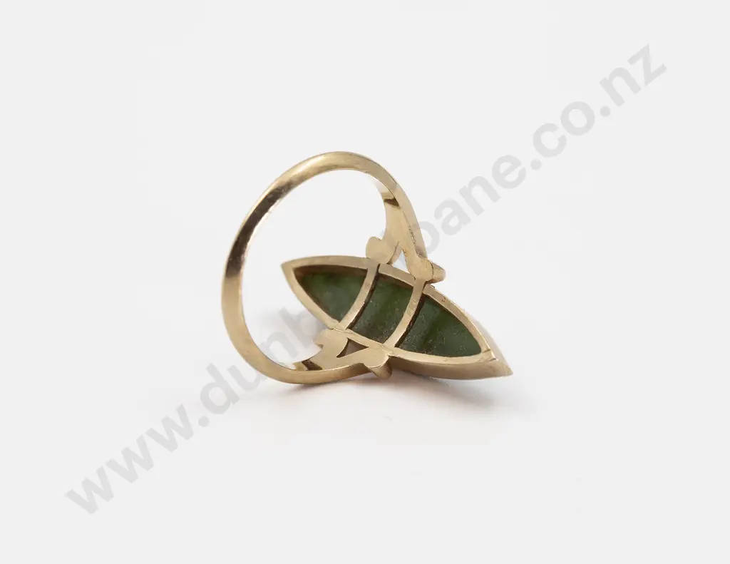 10ct Greenstone Marquise Panel Ring Image 1++