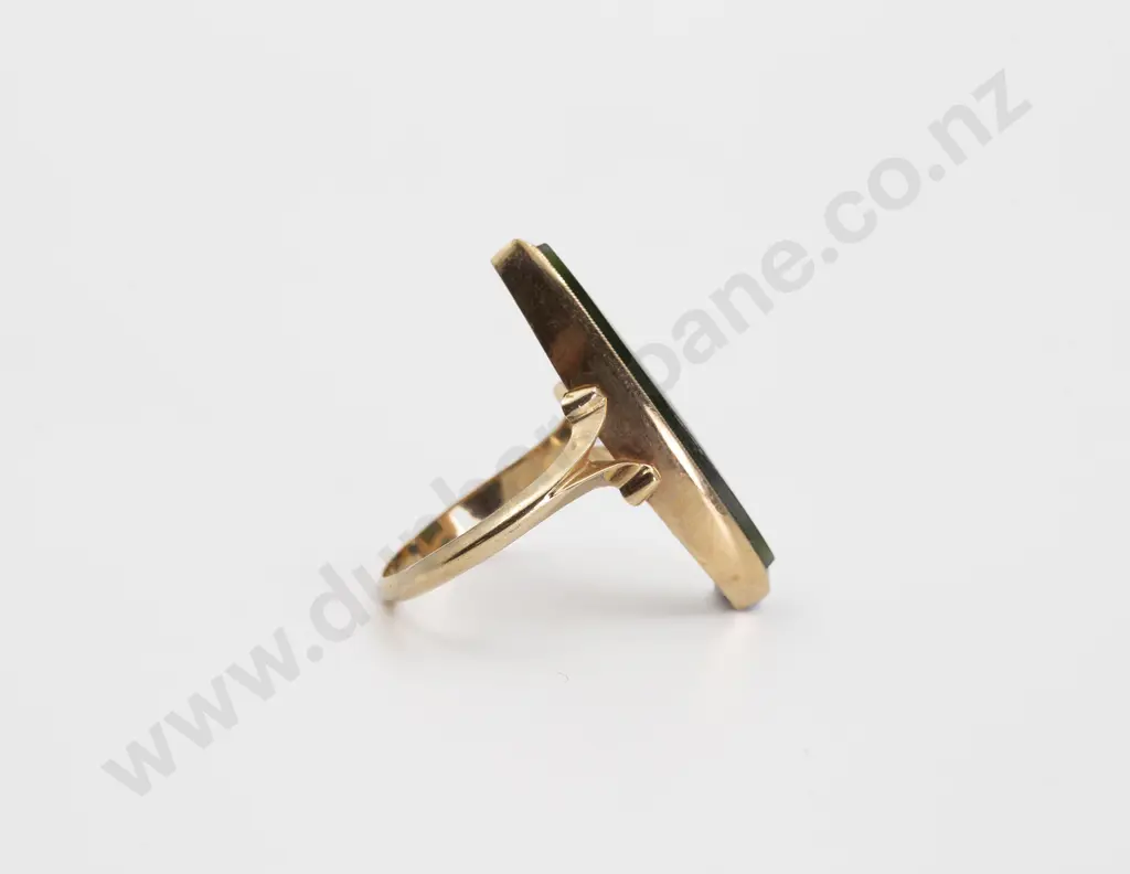 10ct Greenstone Marquise Panel Ring Image 1++