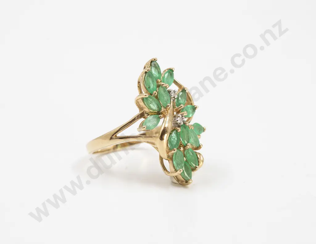 10ct 17stone Emerald and Diamond Dress Ring Image 1++