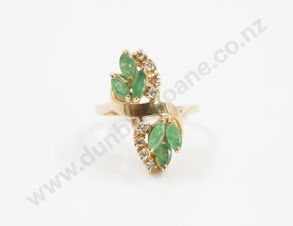 14ct Emerald and Diamond Dress Ring Image 1++