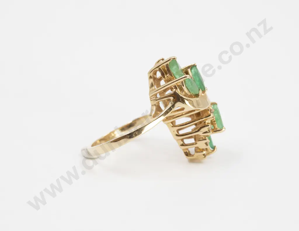 14ct Emerald and Diamond Dress Ring Image 1++