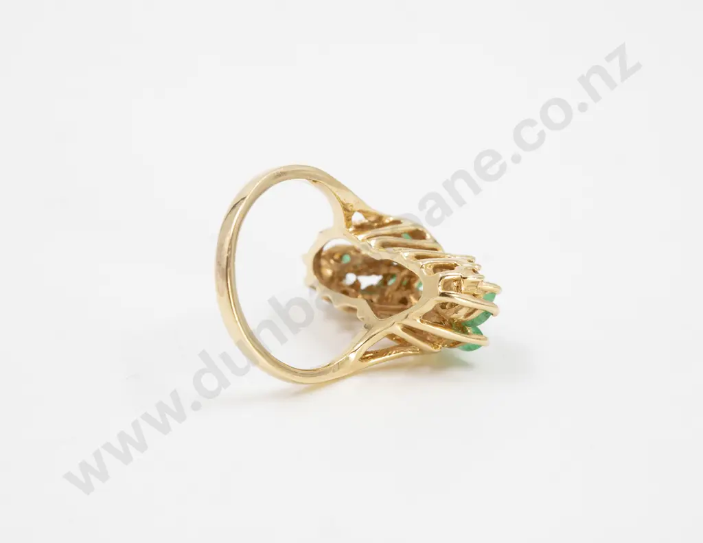 14ct Emerald and Diamond Dress Ring Image 1++
