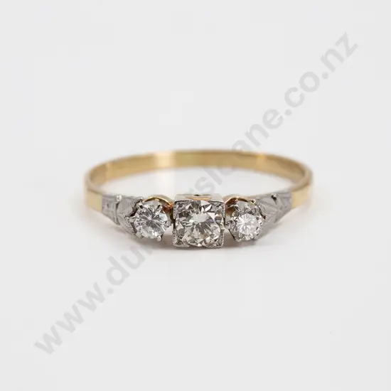 Vintage 18ct & Platinum Three Stone Diamond Ring