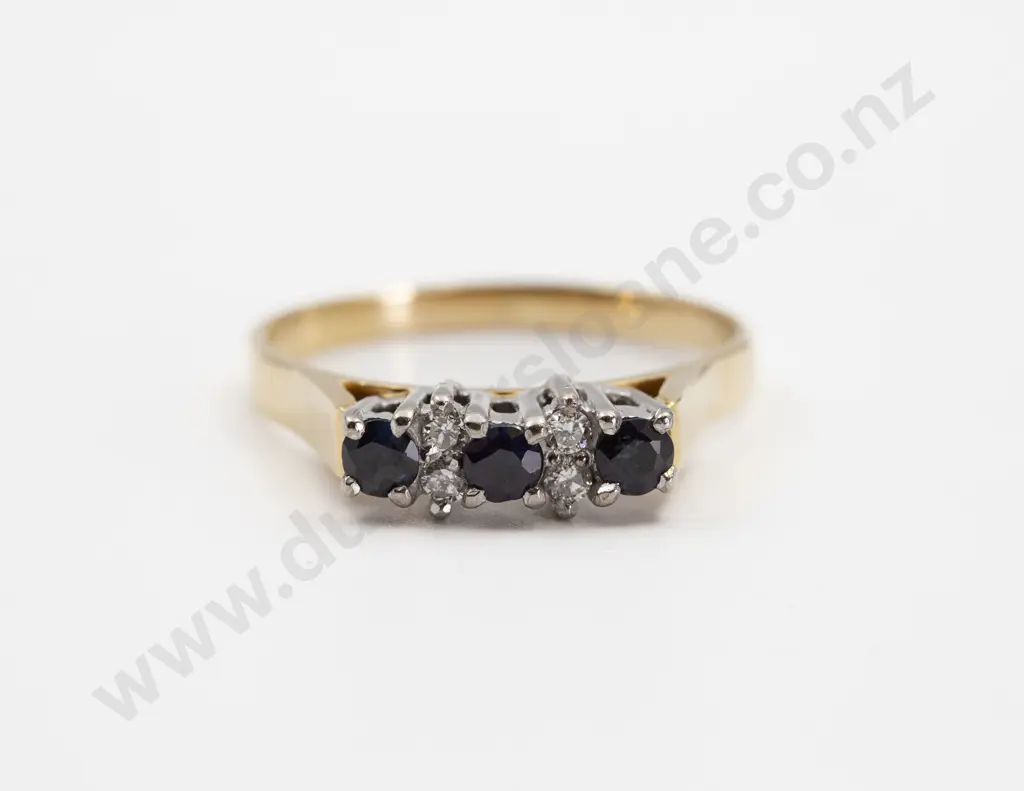 18ct Five Seven Sapphire and Diamond Bridge Ring Image 1++