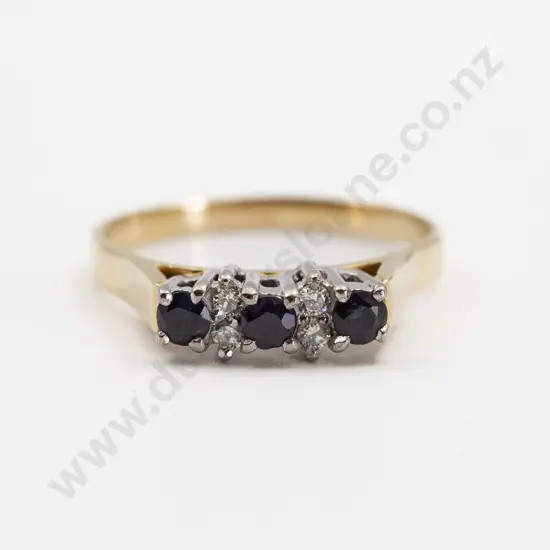 18ct Five Seven Sapphire and Diamond Bridge Ring