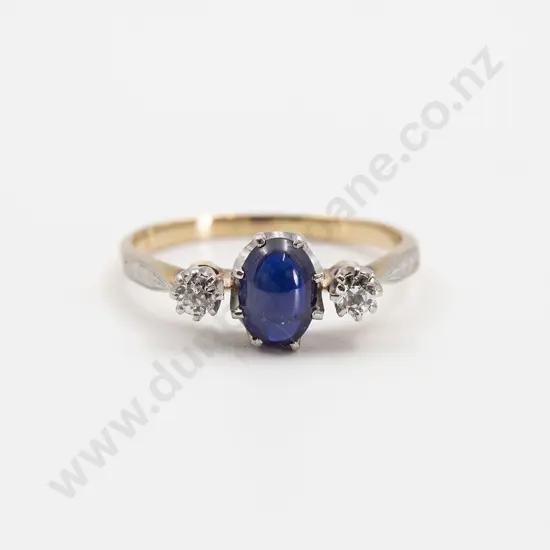 18ct Three Stone Sapphire and Diamond Bridge Ring