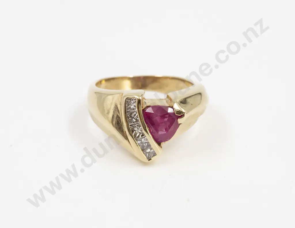 14ct Six Stone Ruby and Diamond Dress Ring Image 1++