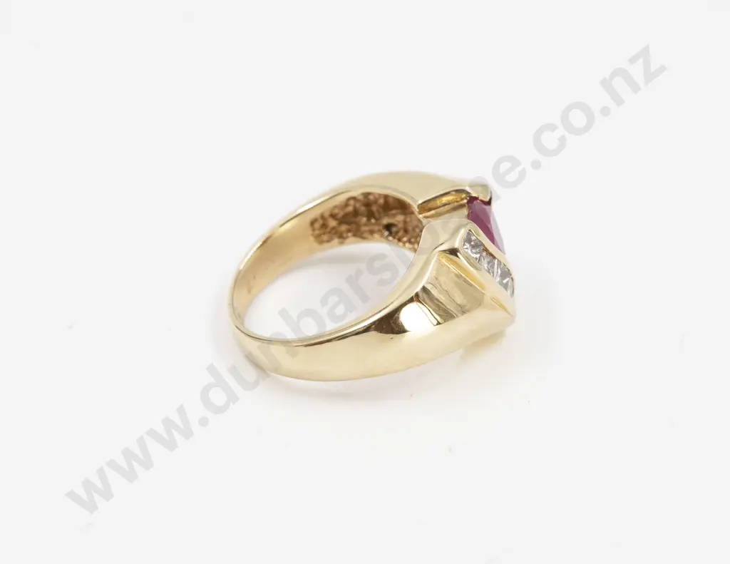 14ct Six Stone Ruby and Diamond Dress Ring Image 1++