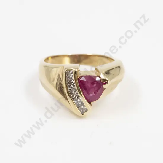 14ct Six Stone Ruby and Diamond Dress Ring